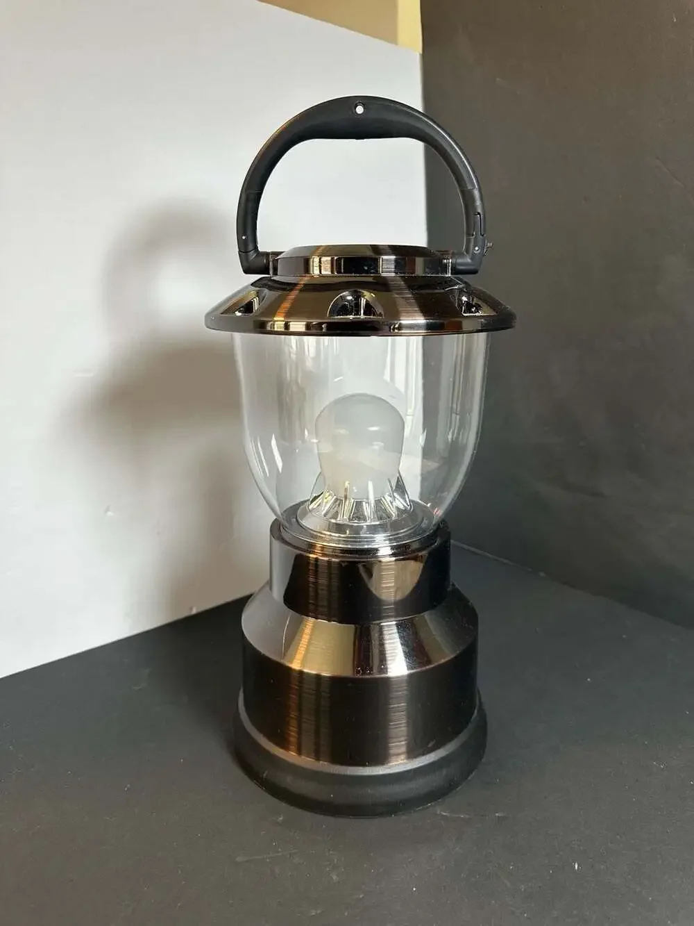 Enbrighten LED Camping Lantern with Dimmable Nickel Finish